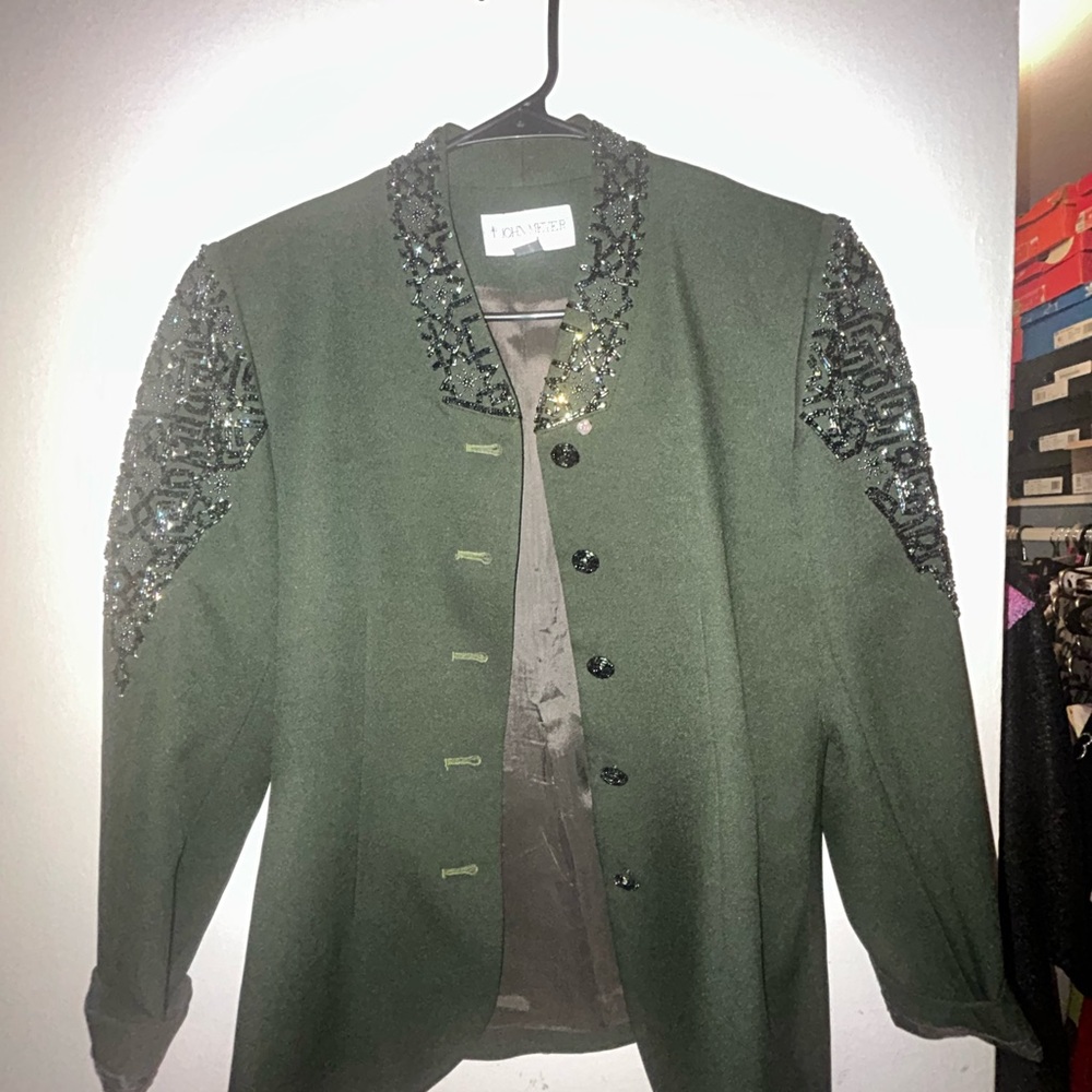 Green Embellished Women's Jacket